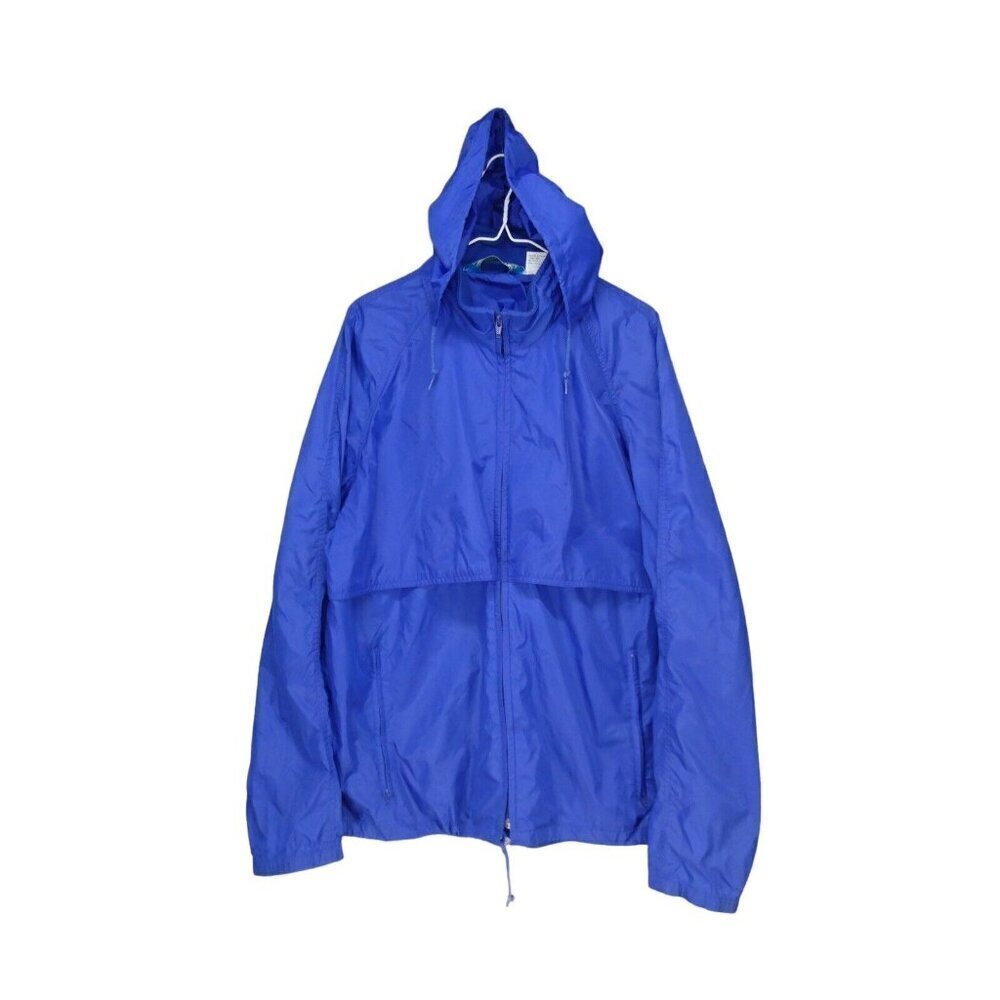 Vintage Woolrich Teton Windbreaker Mens Sz L Hooded Packable Full Zip Royal Blue